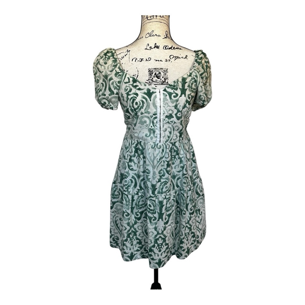 Revolve House of Harlow 1960 Green and White Boho Cottagecore Mini Dress Size S - Picture 3 of 8